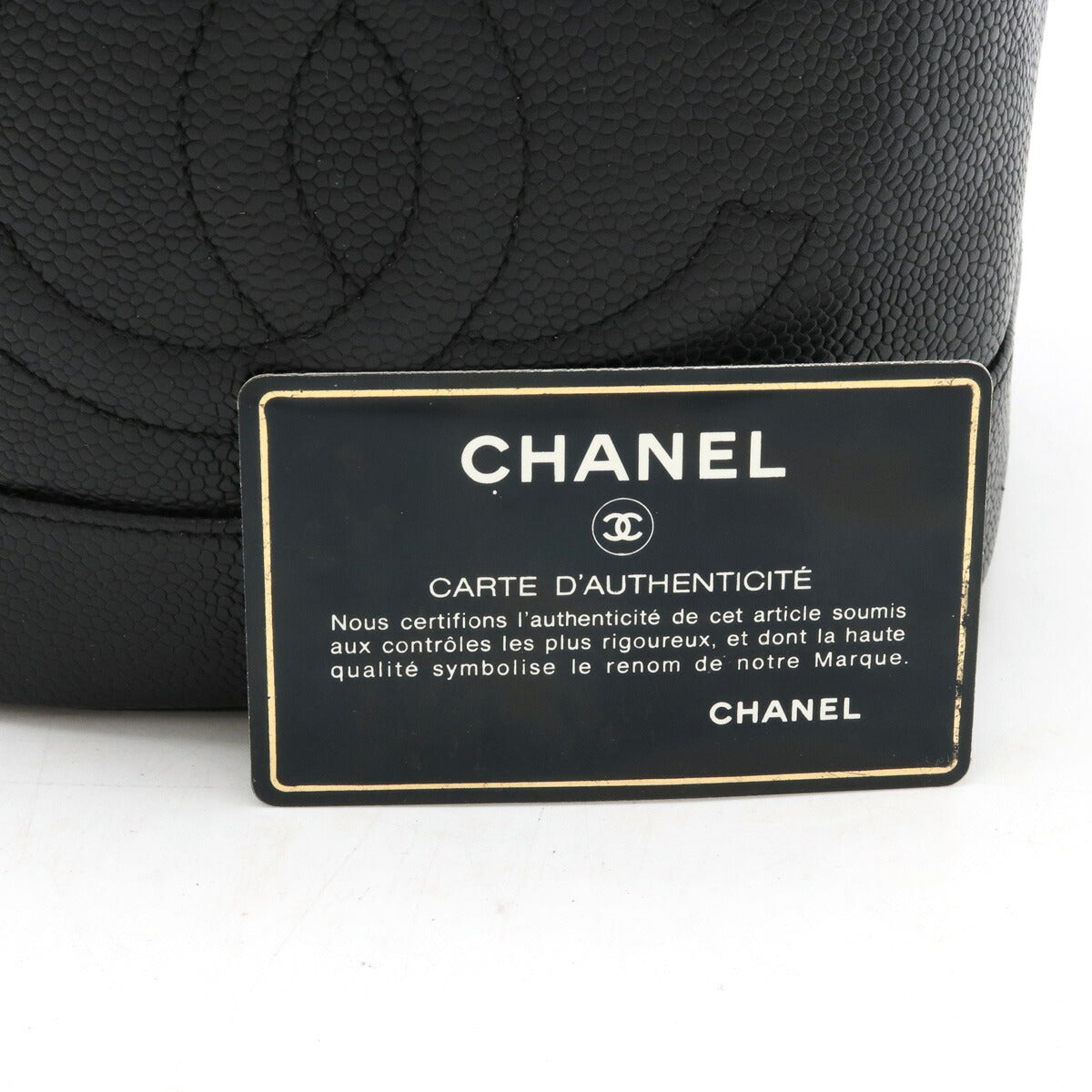 Chanel Caviar Vanity Handbag Black Leather