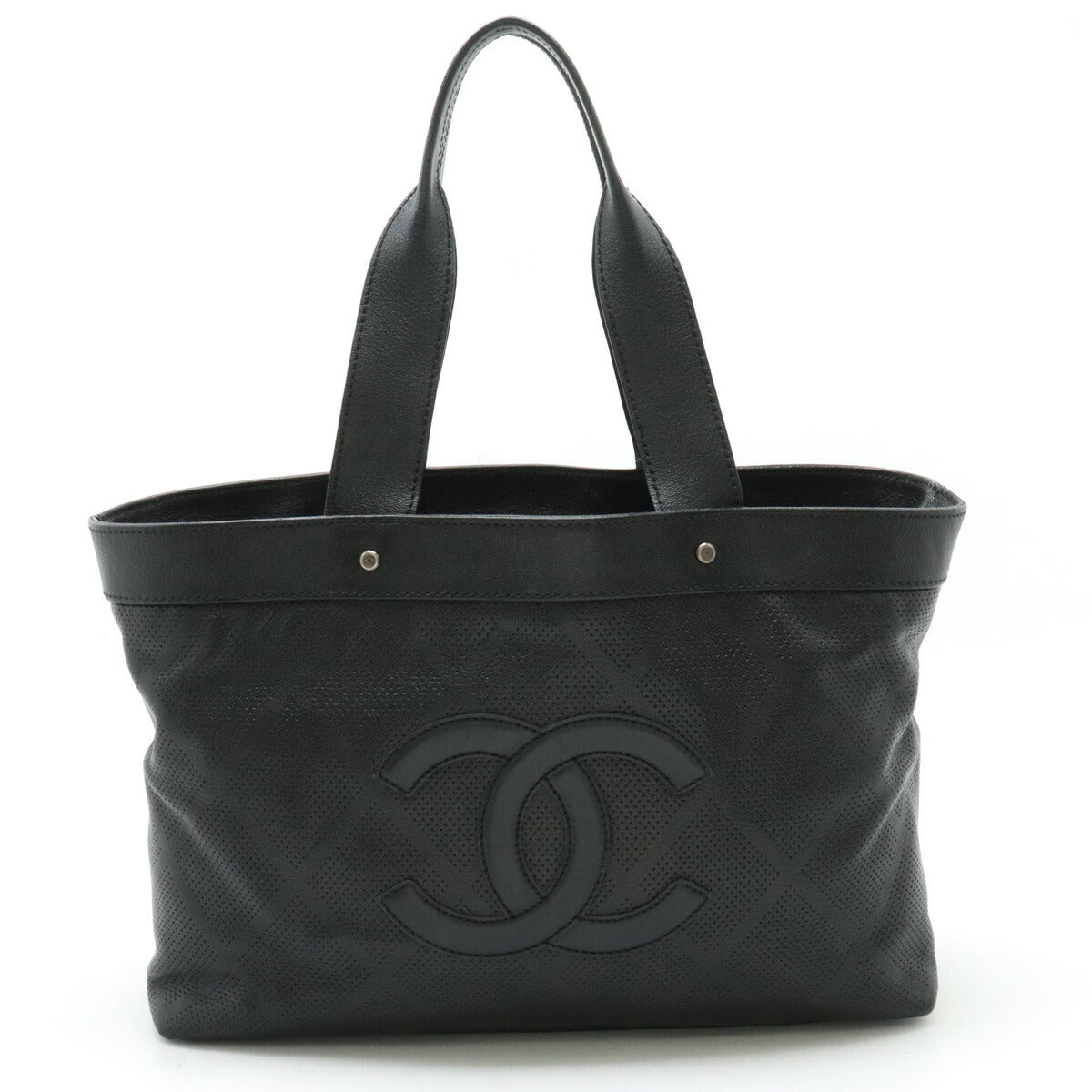 Chanel Leather Coco Mark Punching Mesh Tote Bag A33936 in Very Good Condition