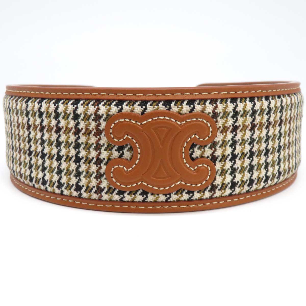 Celine Leather Triomphe Headband Brown