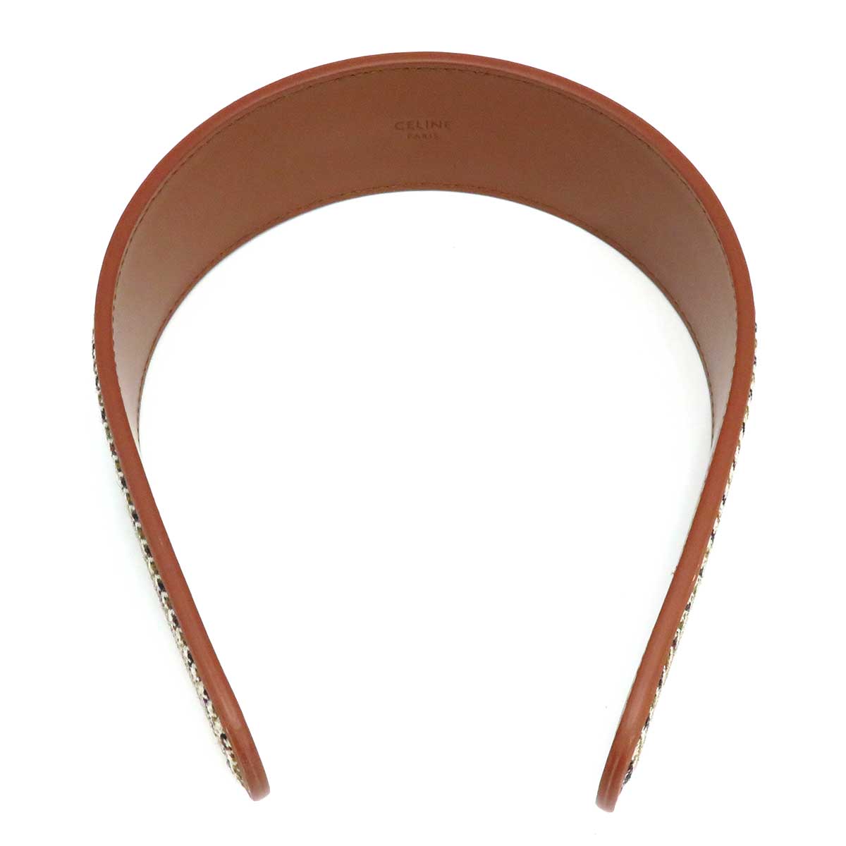 Celine Leather Triomphe Headband Brown