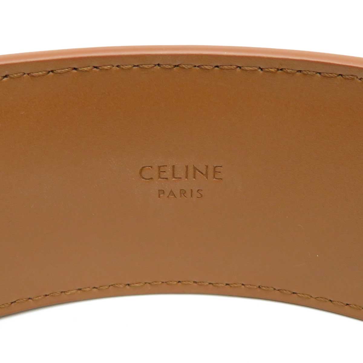 Celine Leather Triomphe Headband Brown