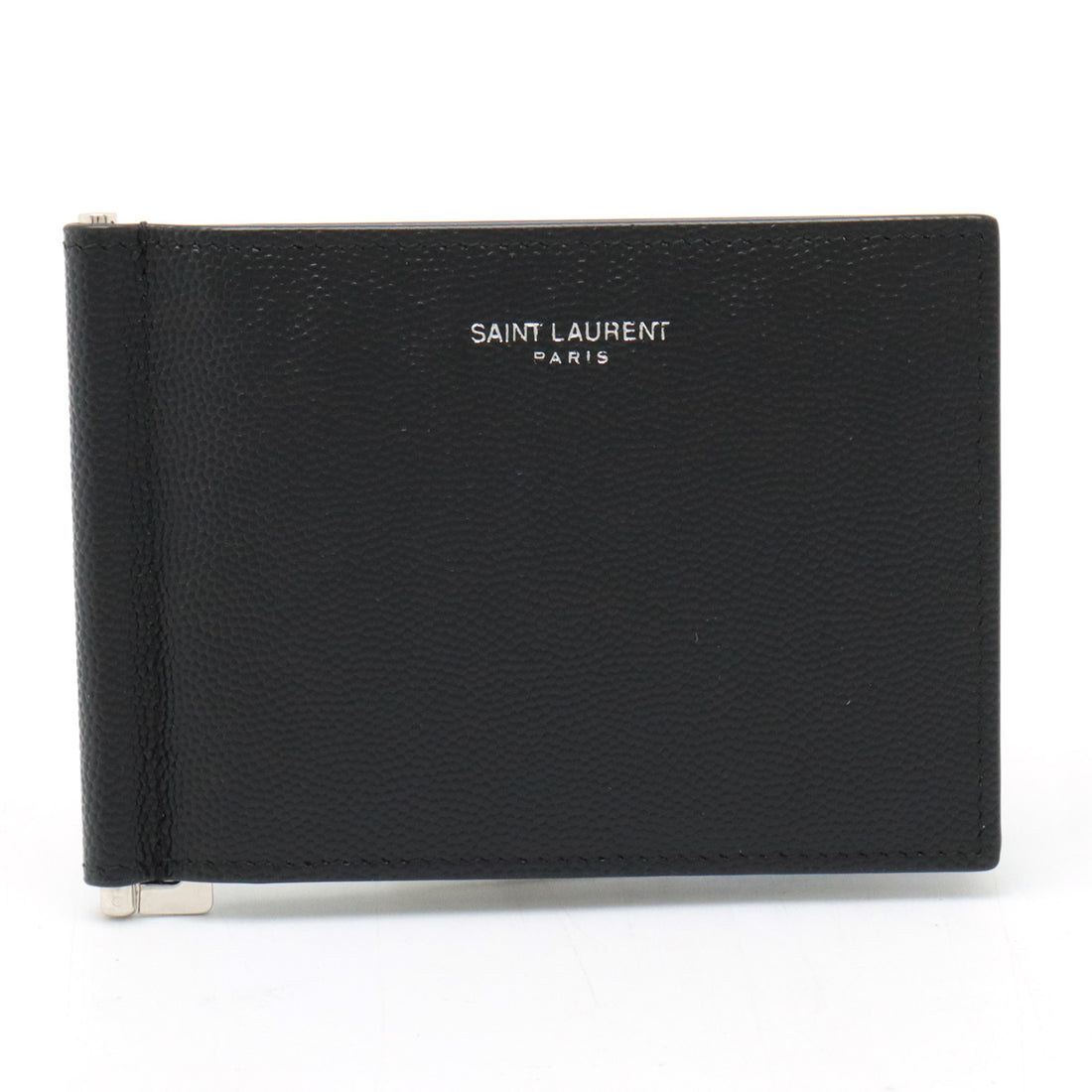 Yves Saint Laurent Leather Bill Clip Wallet Black