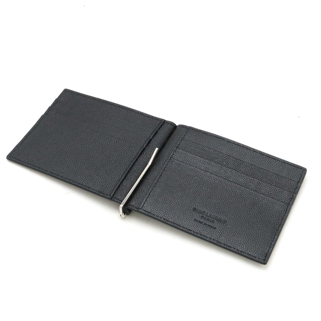 Yves Saint Laurent Leather Bill Clip Wallet Black