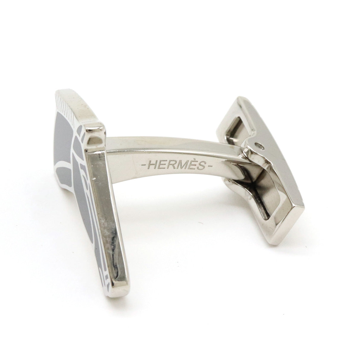 Hermes Horse Motif Metal Cufflinks in Great Condition