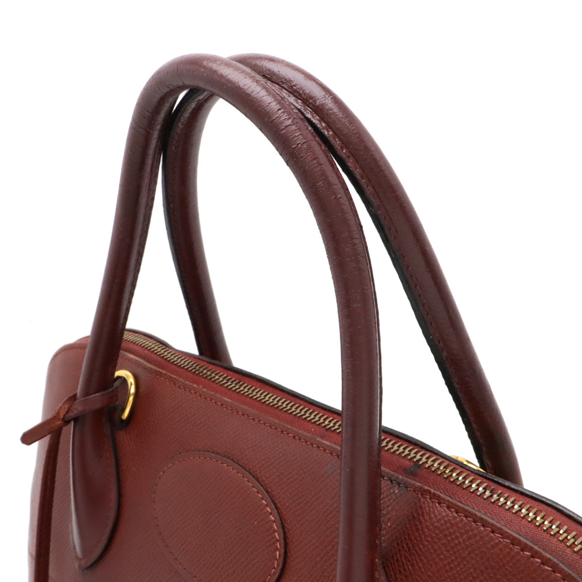 Hermes Bolide 37 Leather Handbag Bordeaux Red