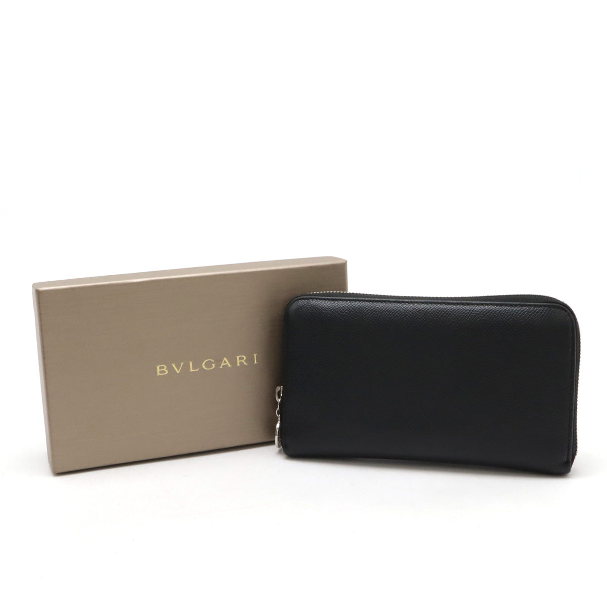 Bvlgari Grain Leather Round Zipper Long Wallet 36933 in Good Condition