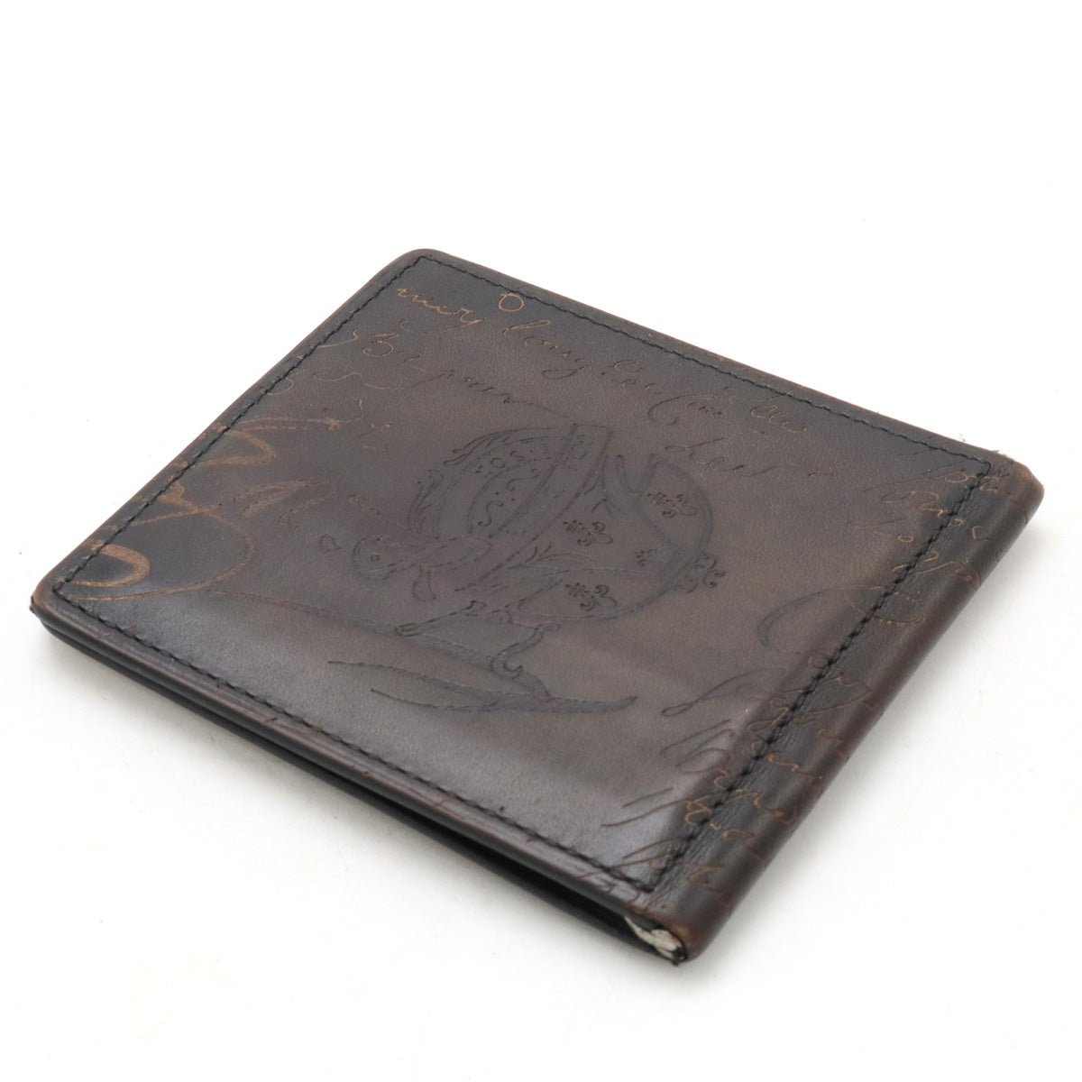 Berluti Leather Calligraphy Bifold Wallet in Good Condition