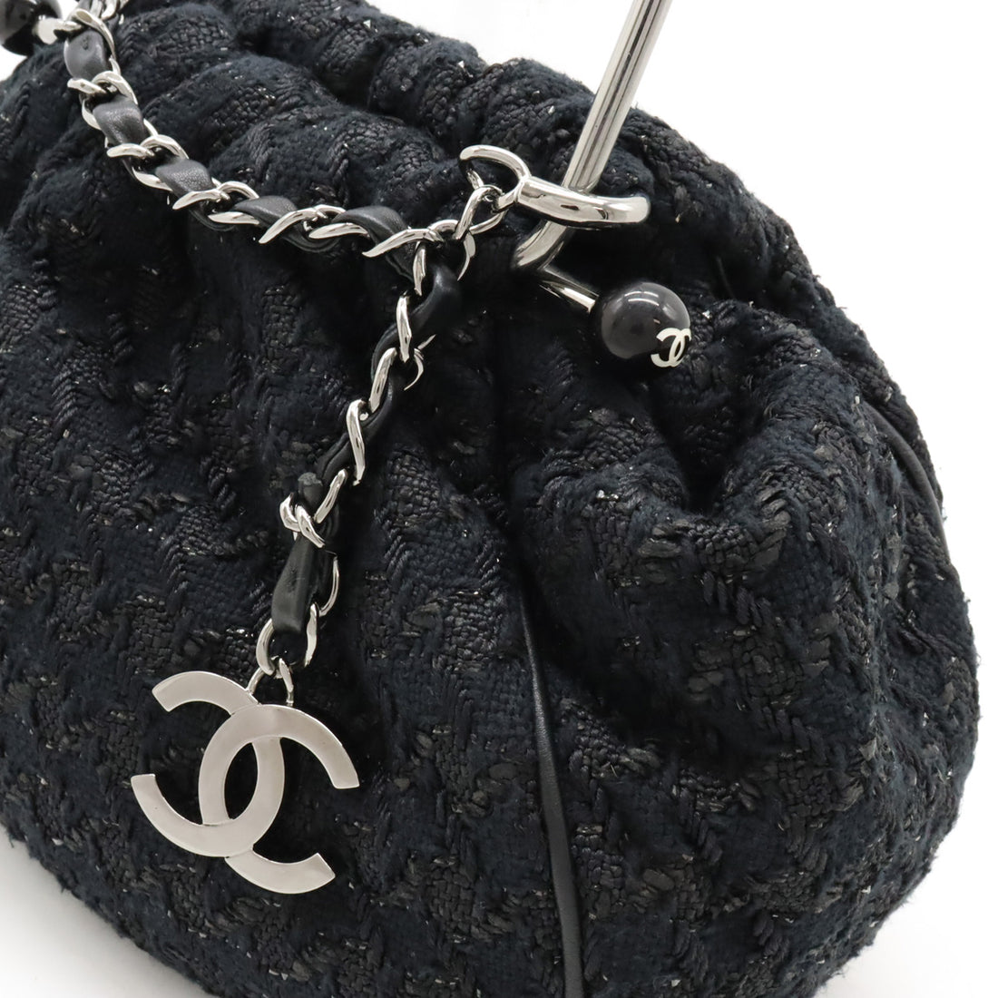 Chanel Tweed Coco Charm Metal Handle Bag