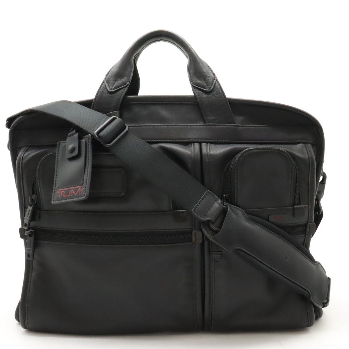 TUMI Alpha 2 Leather Briefcase Black 96114DH