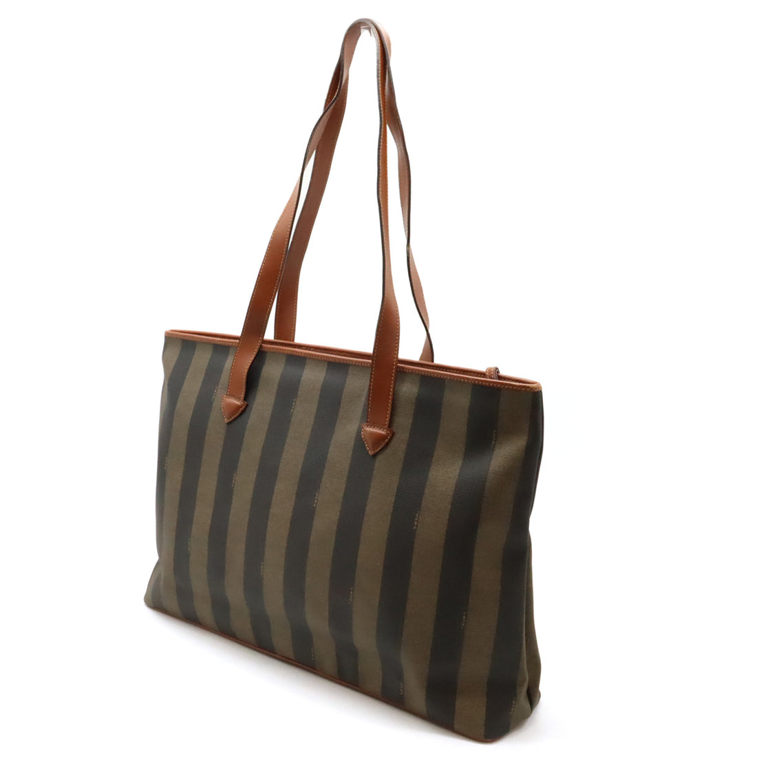 Fendi Pequin Stripe PVC Leather Tote Bag 13586 in Great Condition