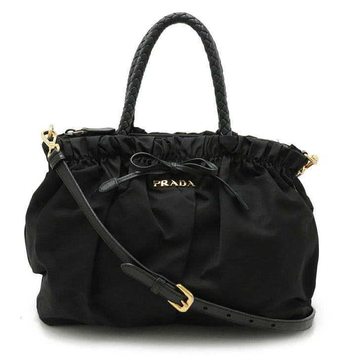 Prada Nylon Leather Tessuto Bow 2WAY Handbag