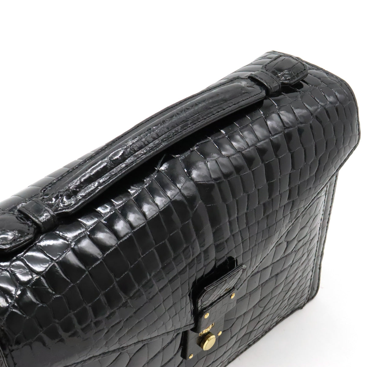 Crocodile Leather Clutch Handbag with Dial Lock in Great Condition