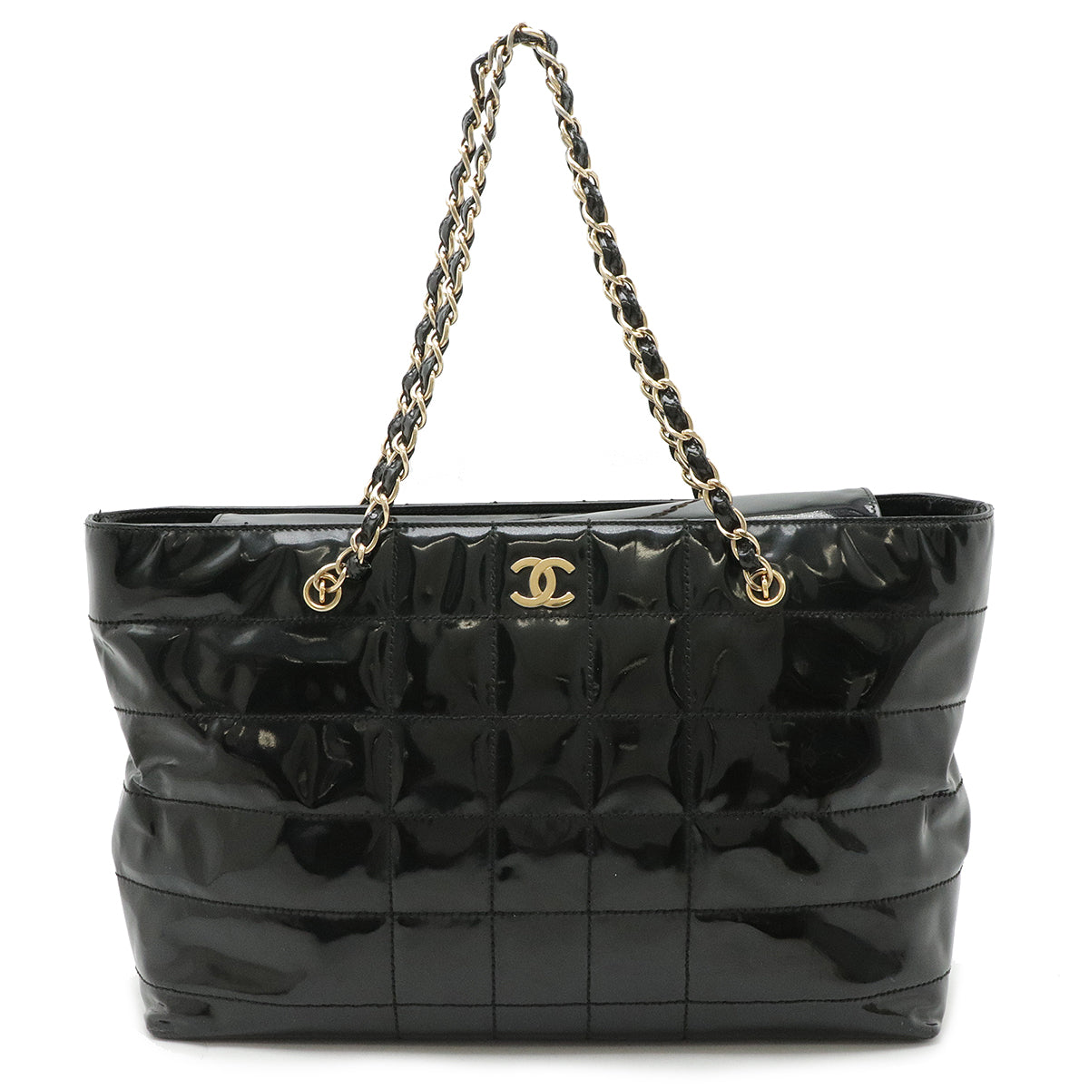 Chanel Chocolate Bar Coco Mark Patent Leather Tote Bag