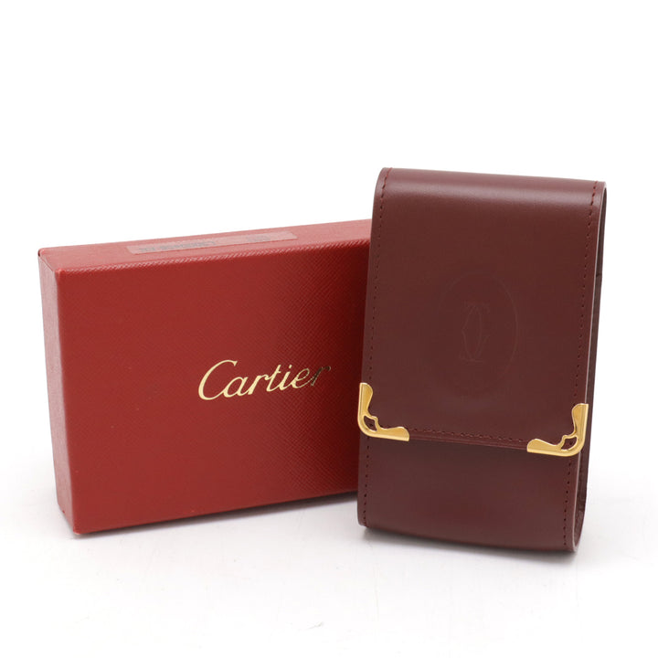 Cartier Must Line Leather Cigarette Case Bordeaux L3000458 in Pristine Condition