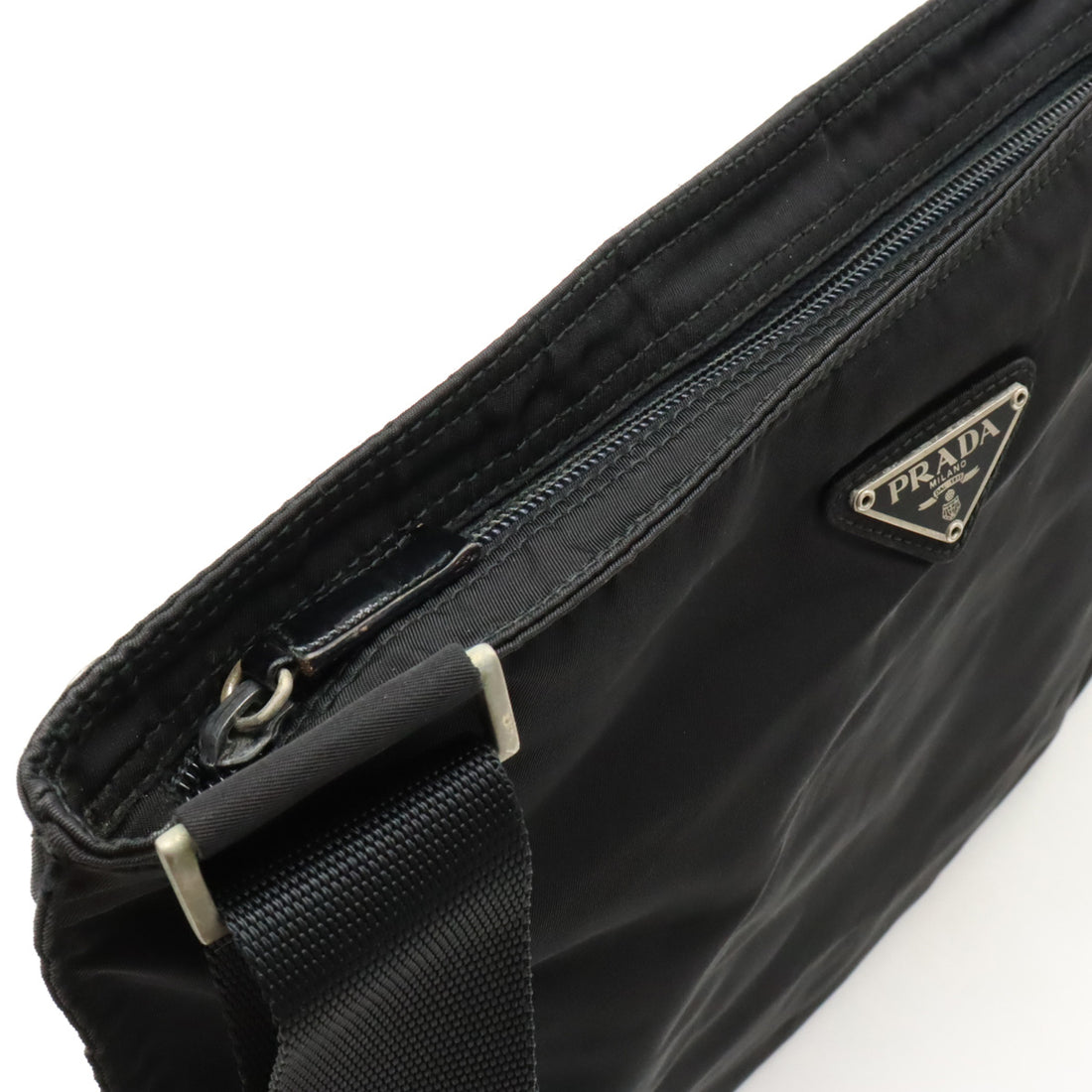 Prada Nylon/Leather Shoulder Bag B7338