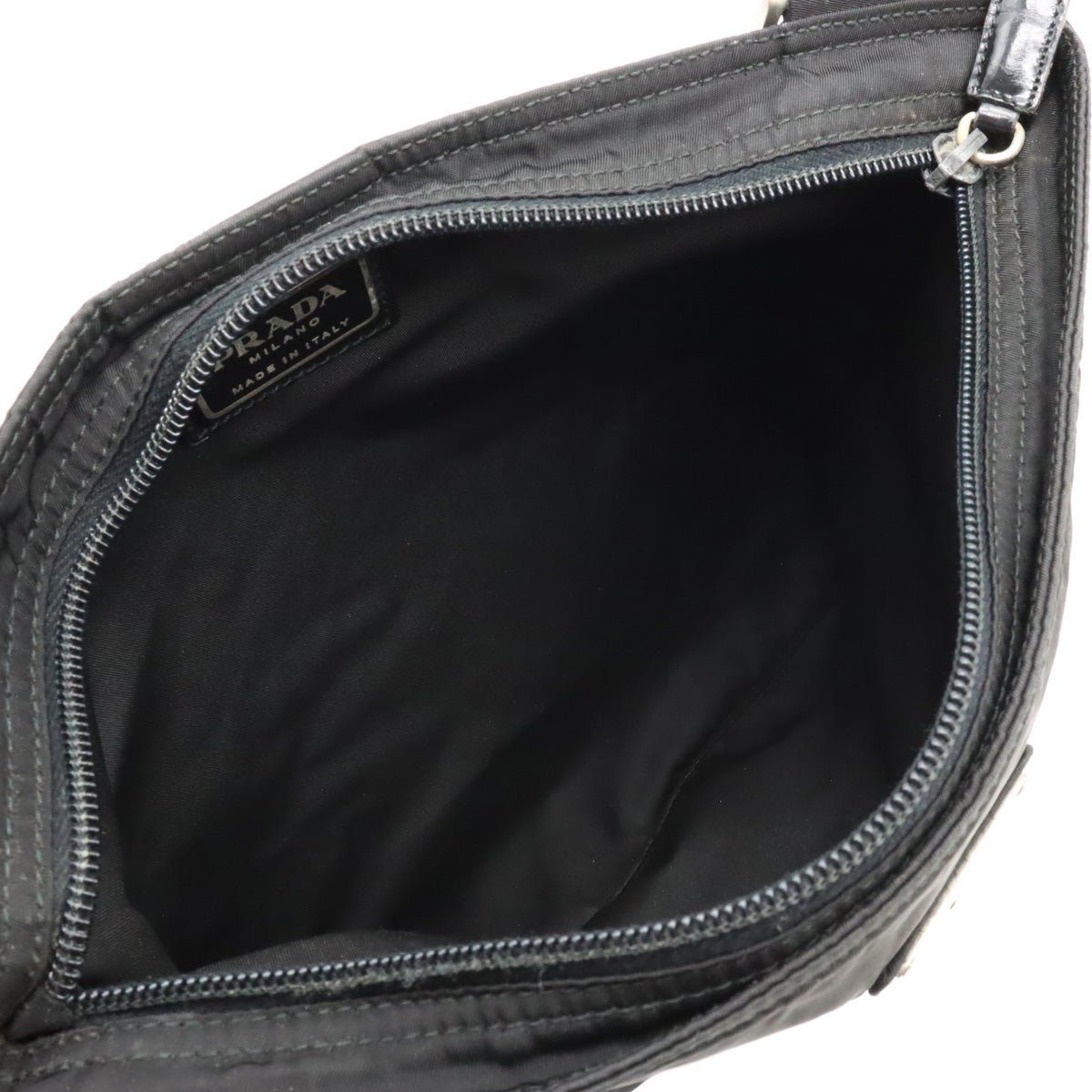 Prada Nylon Leather Shoulder Bag Black