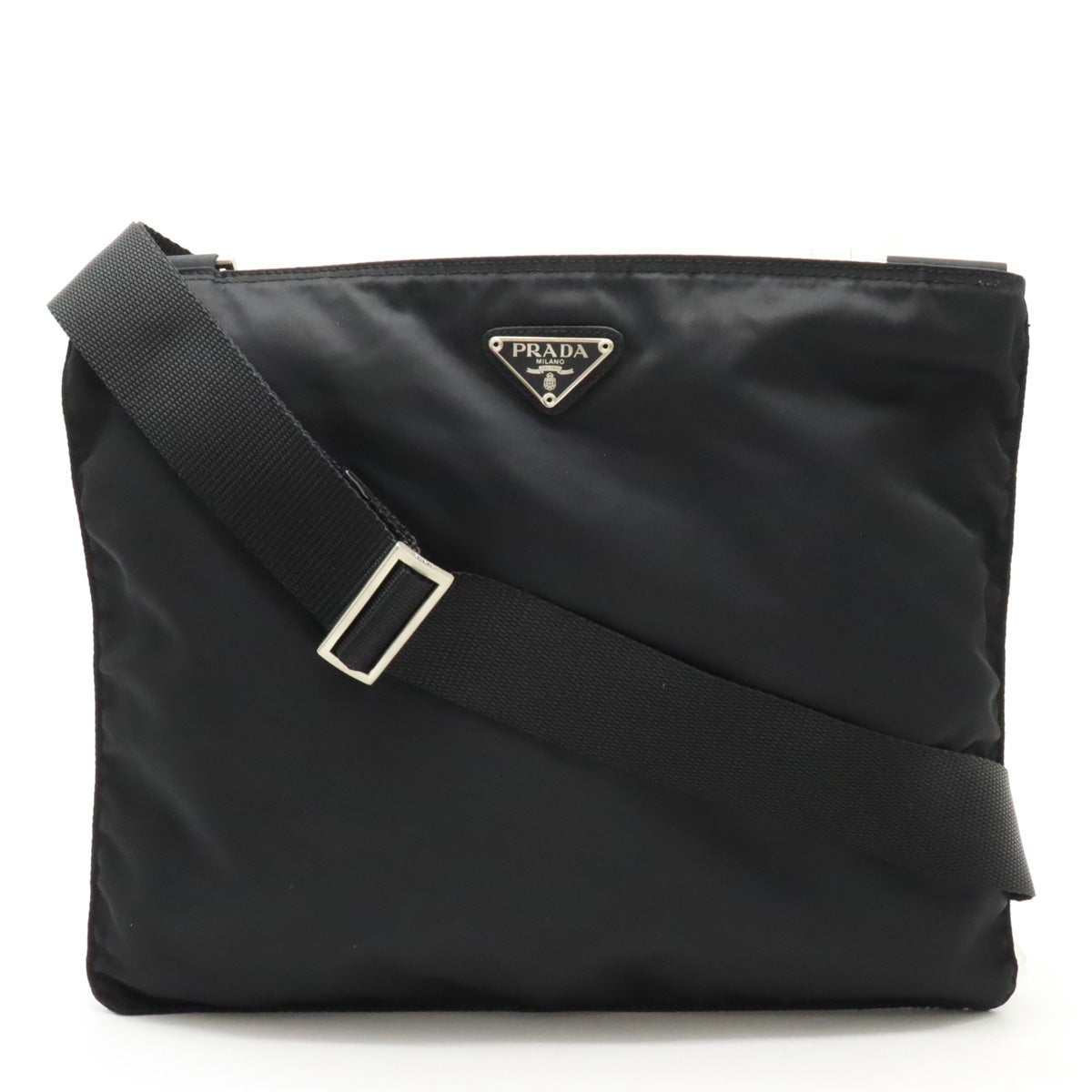 Prada Nylon/Leather Shoulder Messenger Bag Black