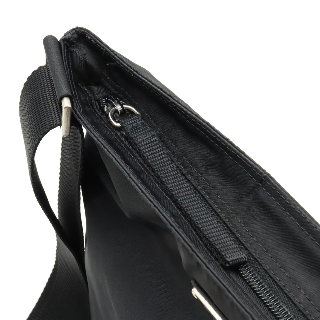 Prada Nylon/Leather Shoulder Messenger Bag Black