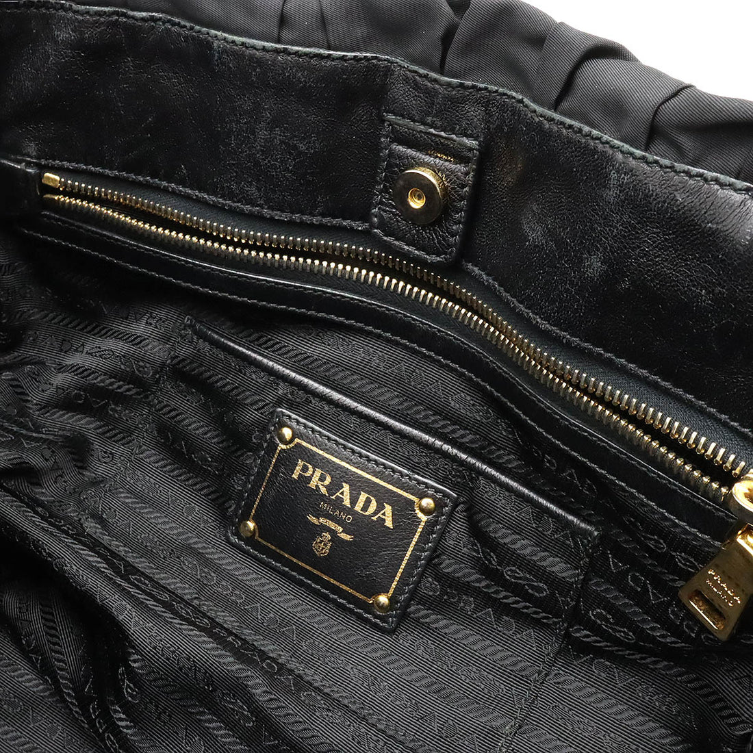 Prada Nylon/Leather Gathered Tote Bag BN1788