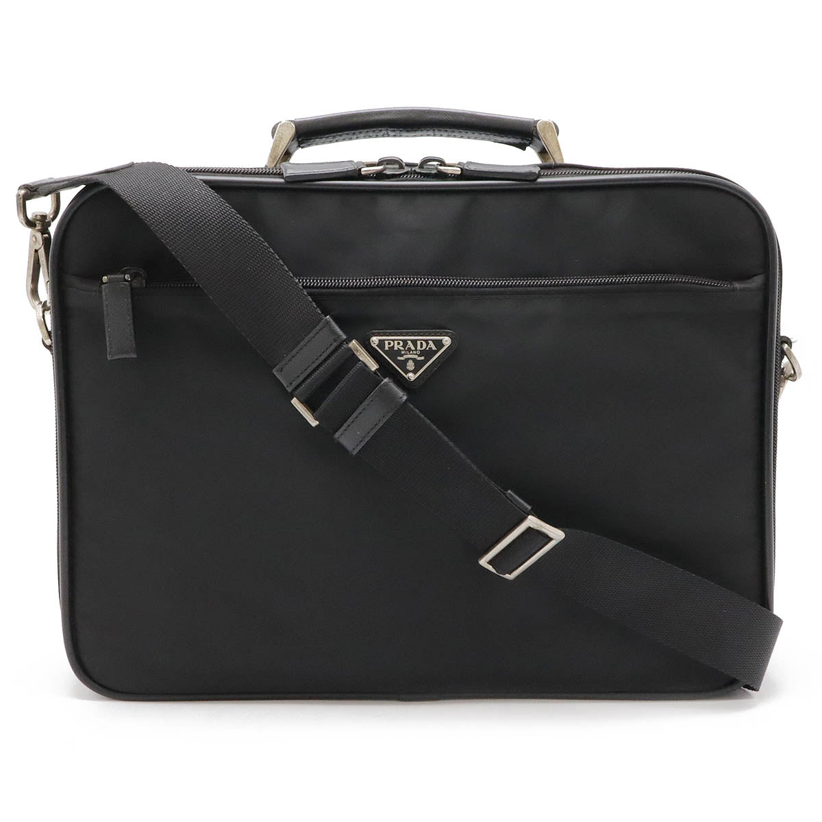 Prada Nylon/Leather Business Bag Briefcase V147S in Good Condition