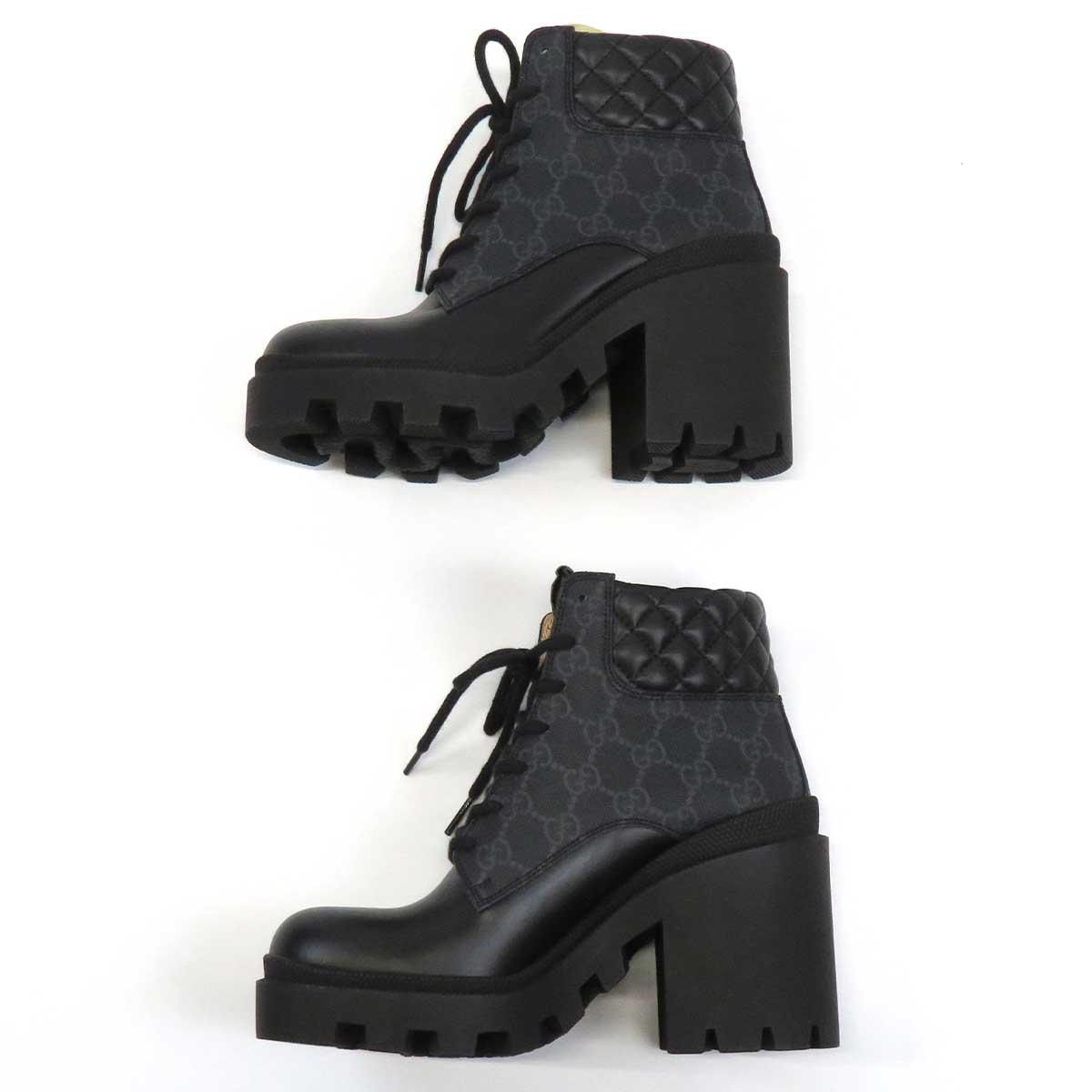 Gucci Leather GG Supreme Ankle Boots