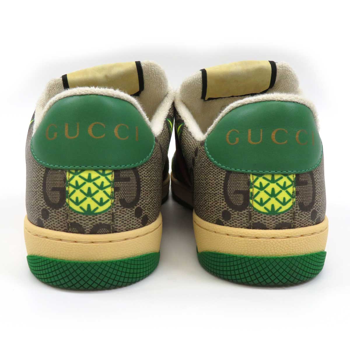 Gucci Leather Sneakers 673409 Beige Green