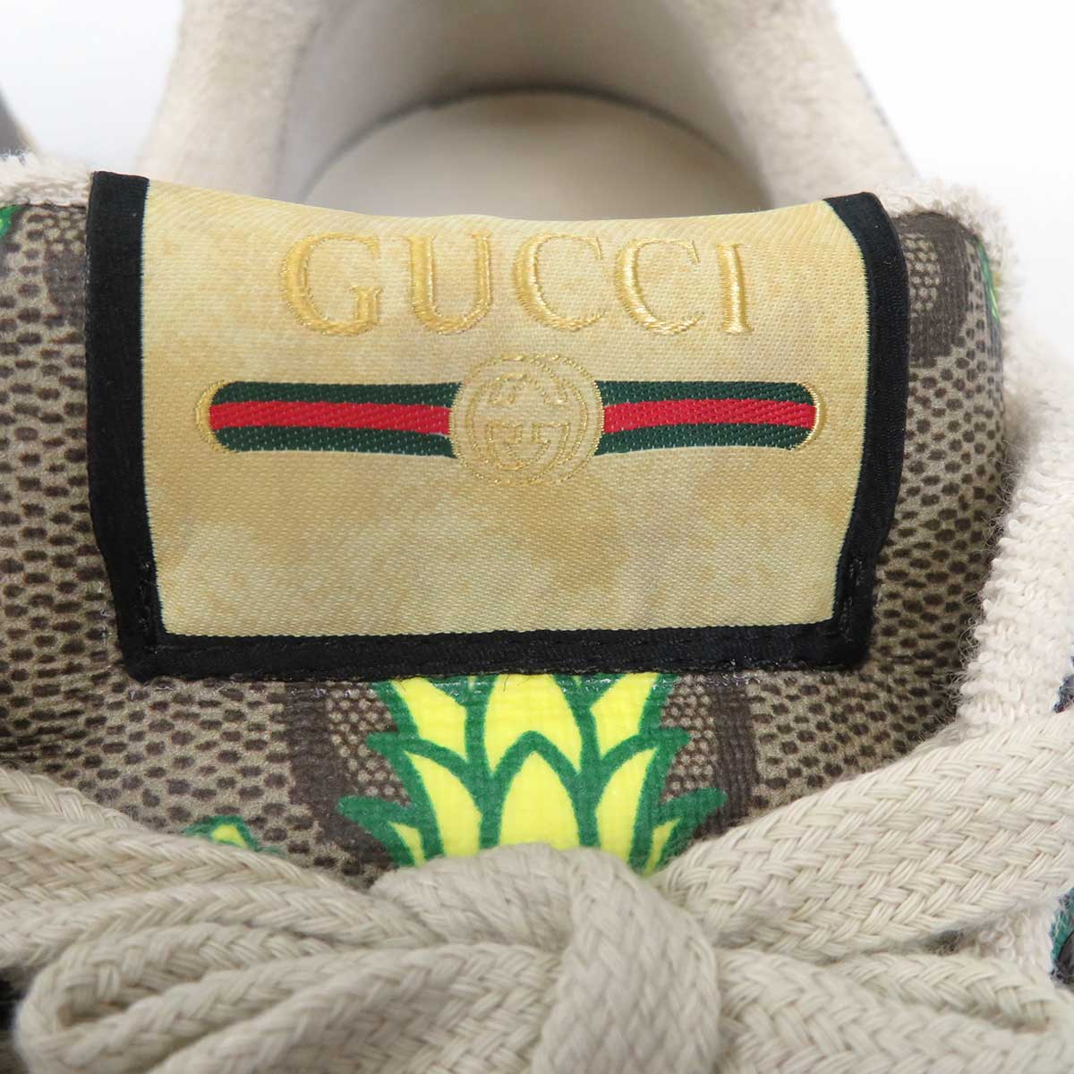 Gucci Leather Sneakers 673409 Beige Green