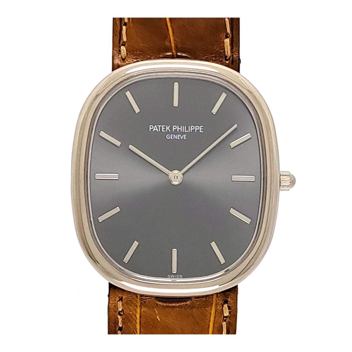 Patek Philippe White Gold Leather Automatic Watch 3738G-100