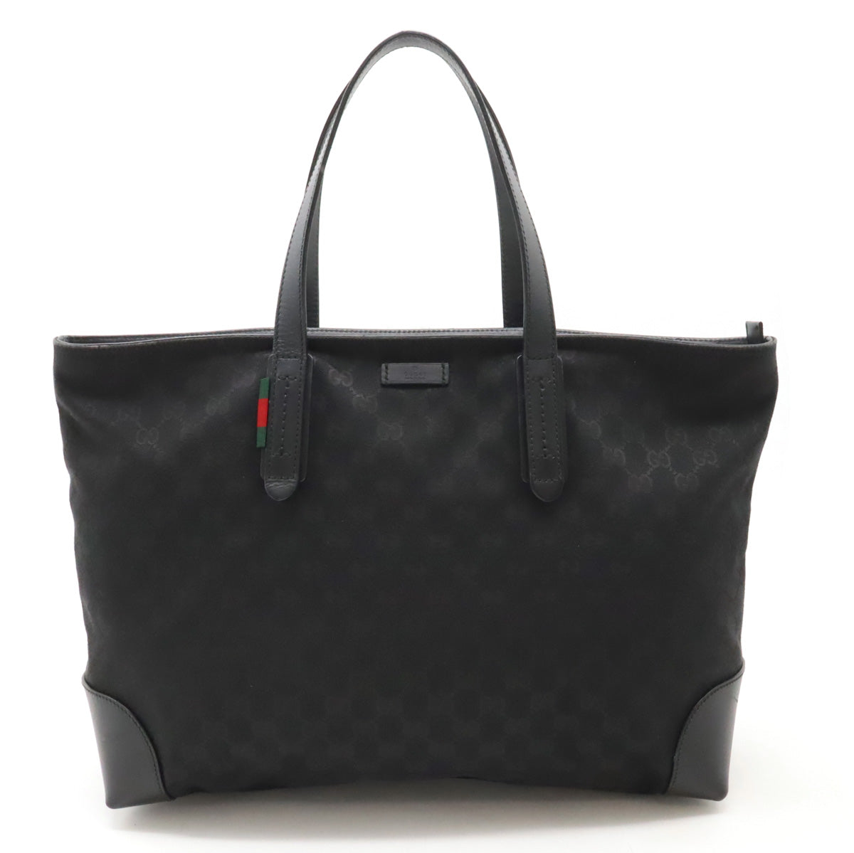 Gucci GG Canvas Leather Tote Bag Black