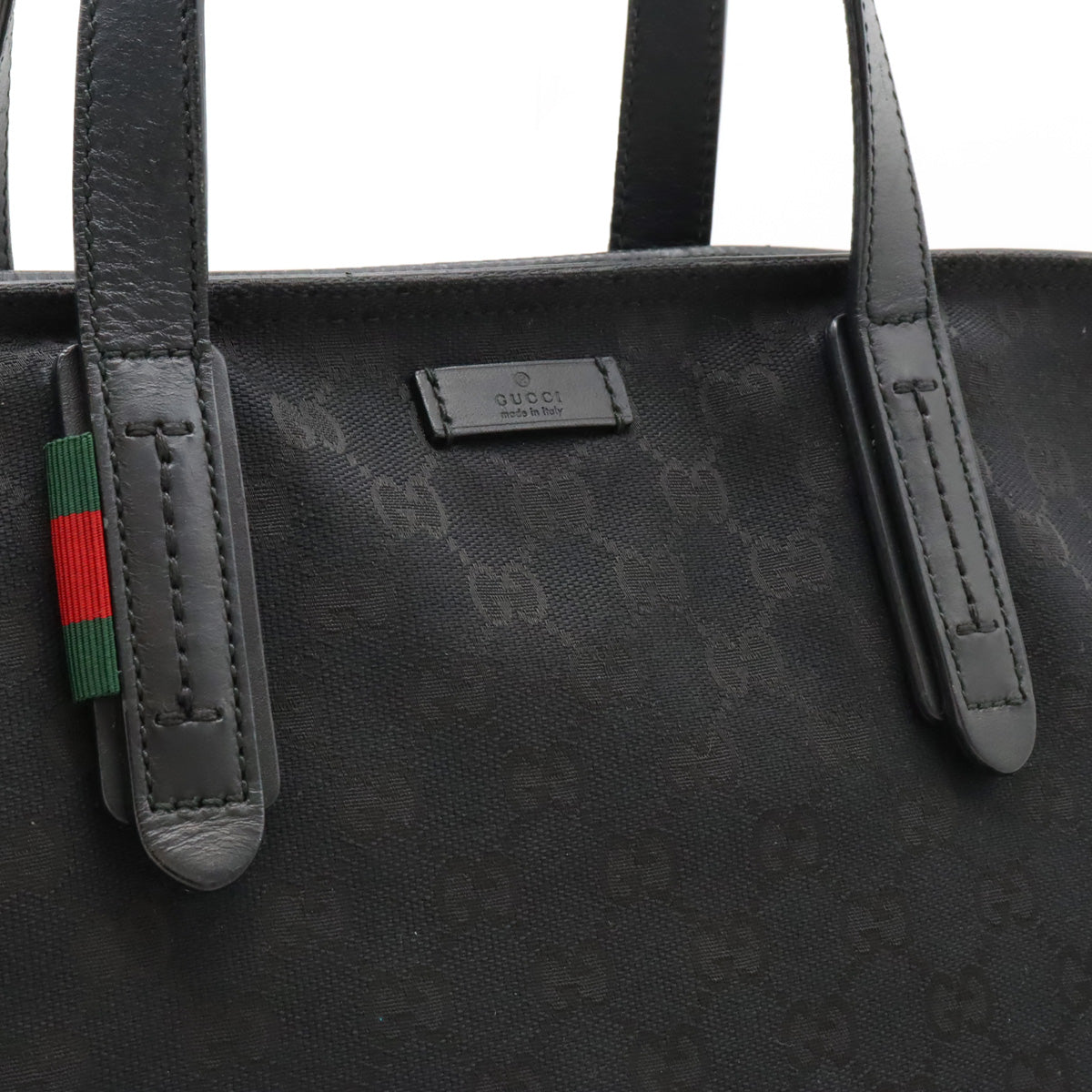 Gucci GG Canvas Leather Tote Bag Black