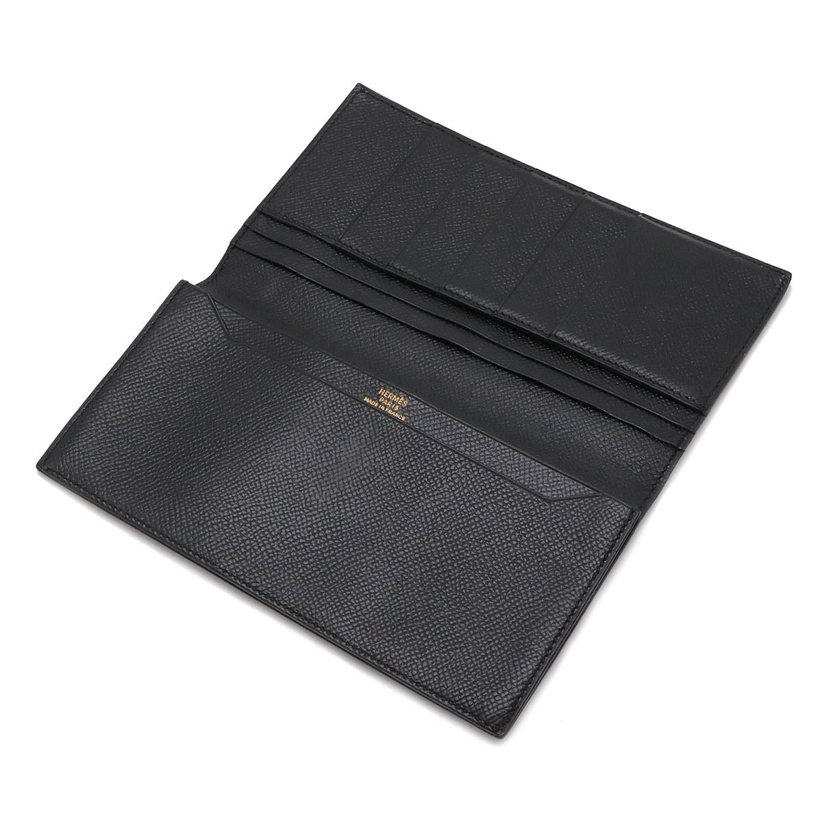 Hermes Black Leather Long Wallet