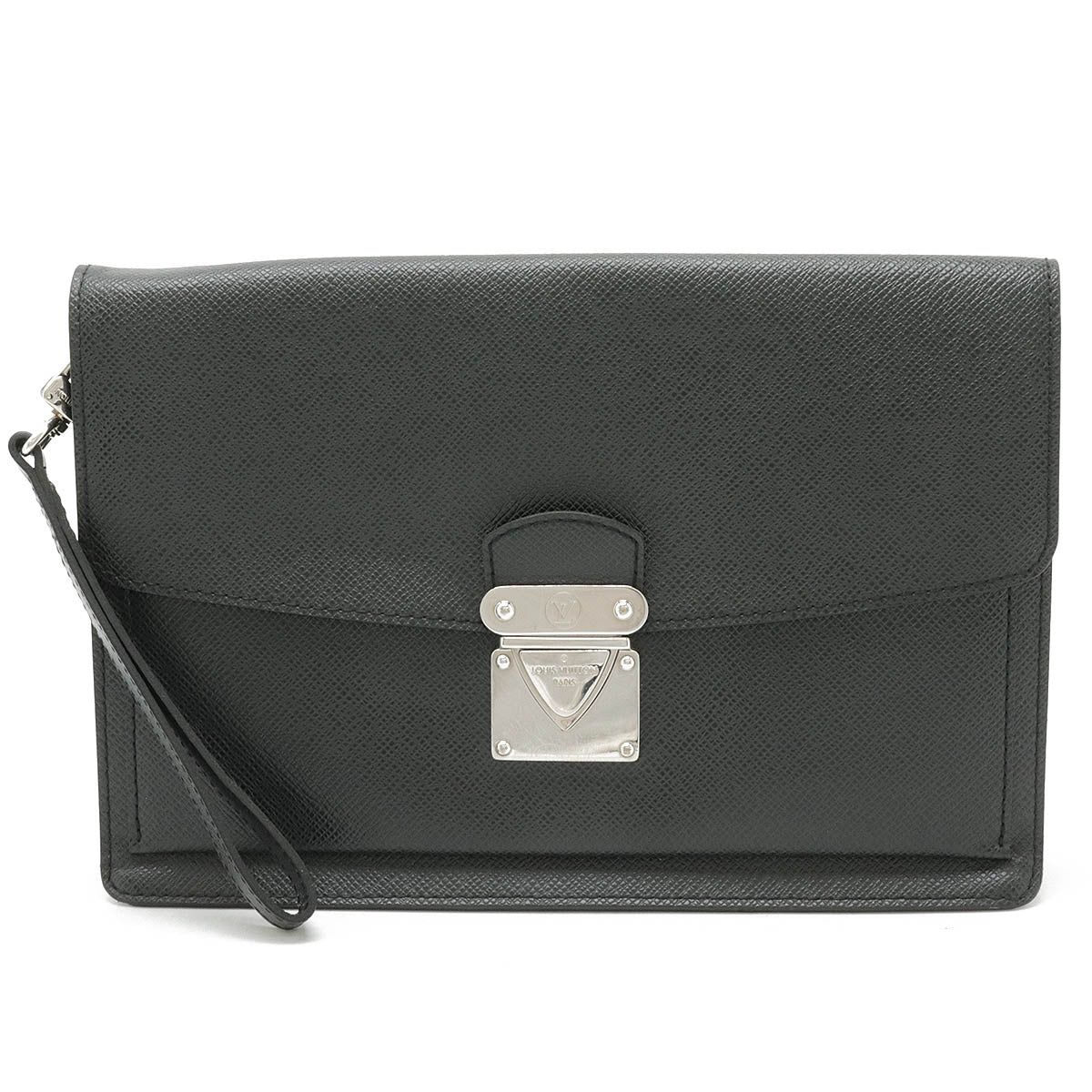 Louis Vuitton Taiga Leather Clutch Bag Black