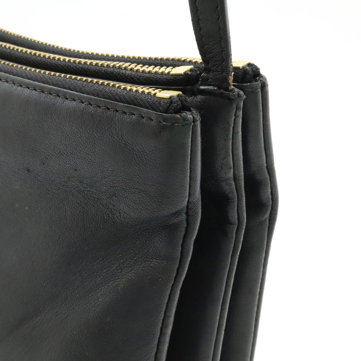 Celine Trio Large Leather Shoulder Bag Black in Good Condition