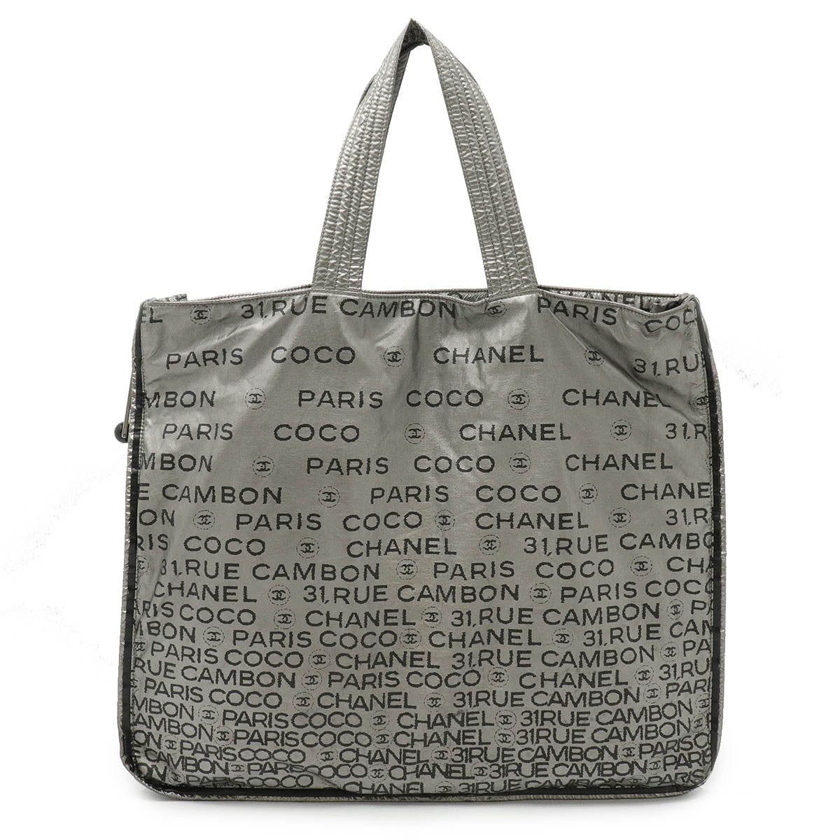 Chanel Nylon Logo Tote Bag Silver A46113 in Good Condition