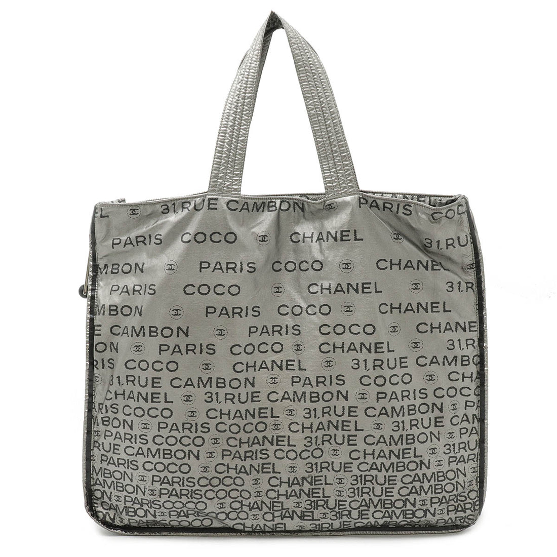 Chanel Nylon Logo Tote Bag Silver A46113 in Good Condition