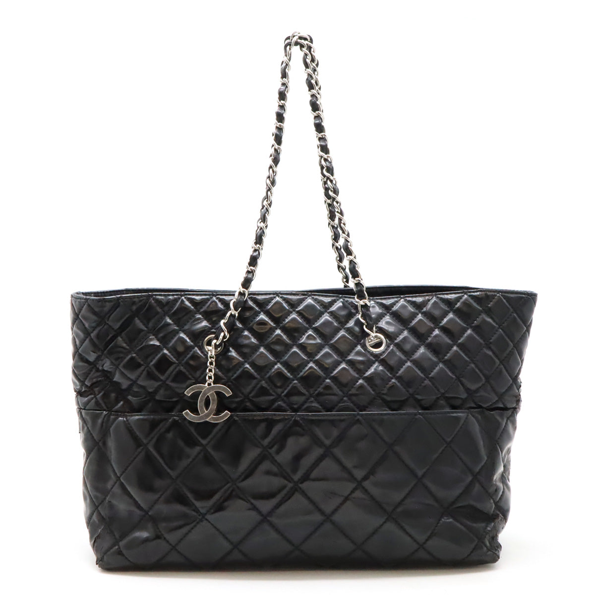 Chanel Patent Leather Matelasse Chain Tote Bag in Good Condition