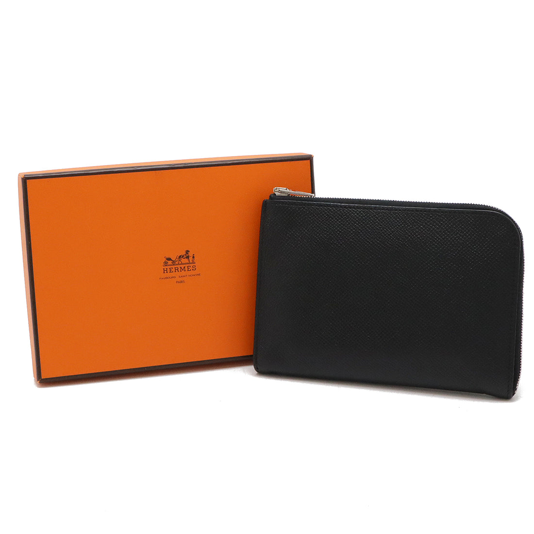 Hermes Remix Combine L-Zip Wallet Black Leather