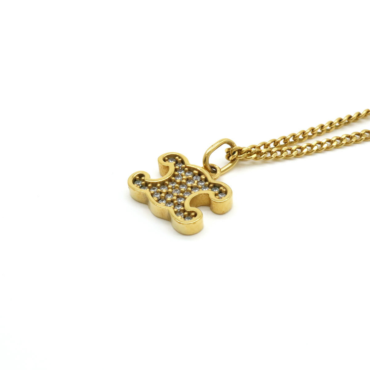 Celine Triomphe Crystal Necklace Pendant Gold