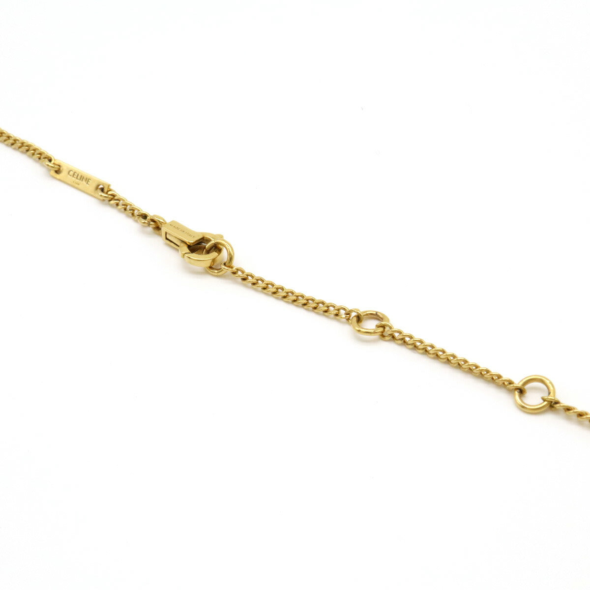 Celine Triomphe Crystal Necklace Pendant Gold