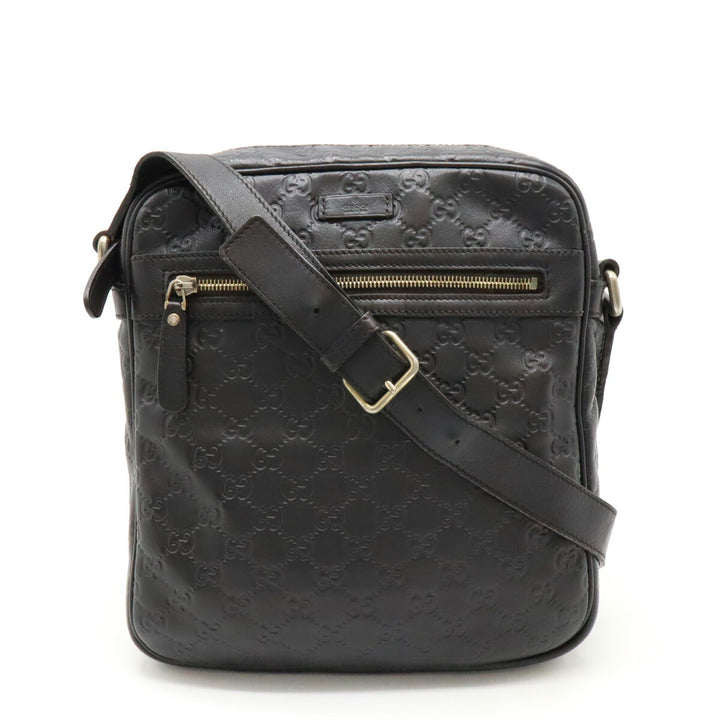 Gucci Leather Guccissima Shoulder Bag Dark Brown