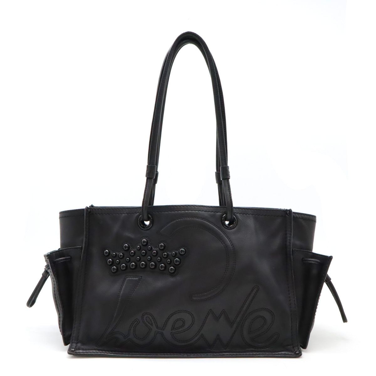 Loewe Leather Shopper Tote Bag Black in Very Good Condition