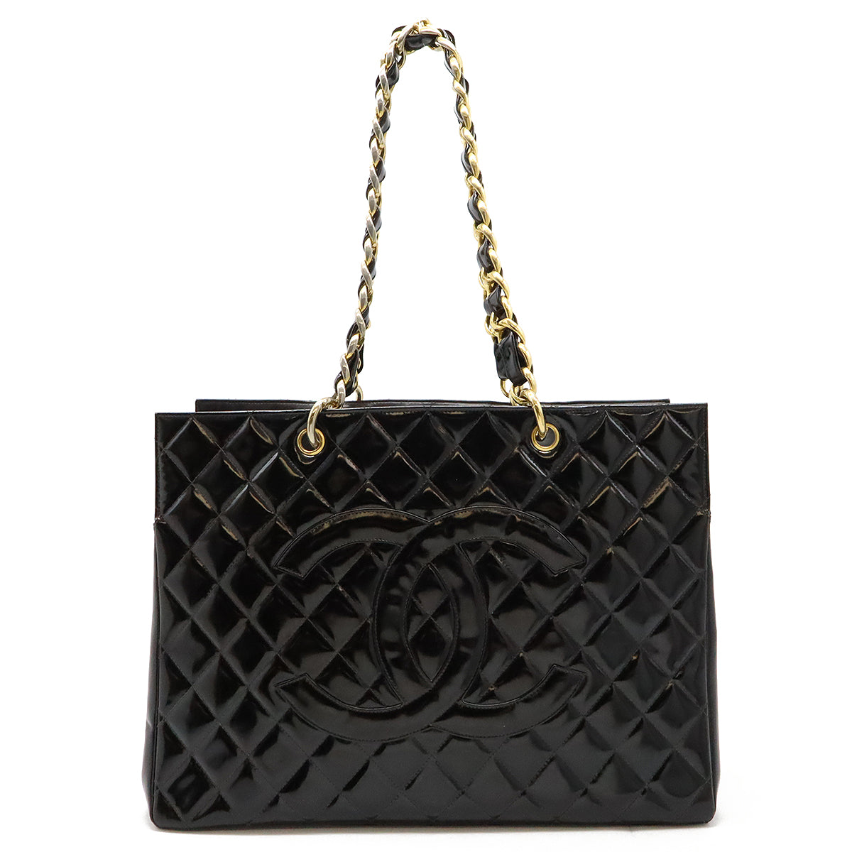 Chanel Patent Leather Matelasse Coco Mark Chain Tote Bag