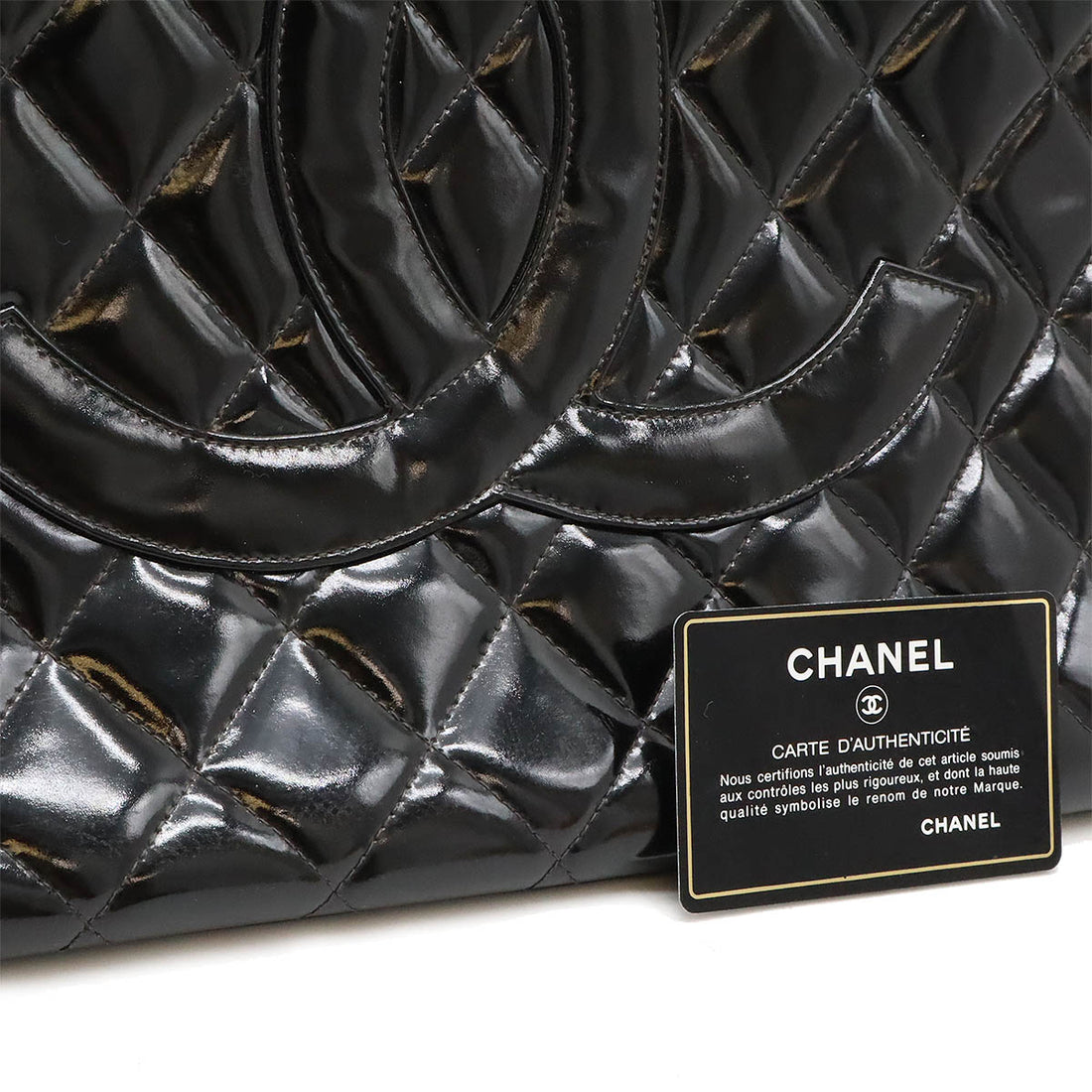 Chanel Patent Leather Matelasse Coco Mark Chain Tote Bag