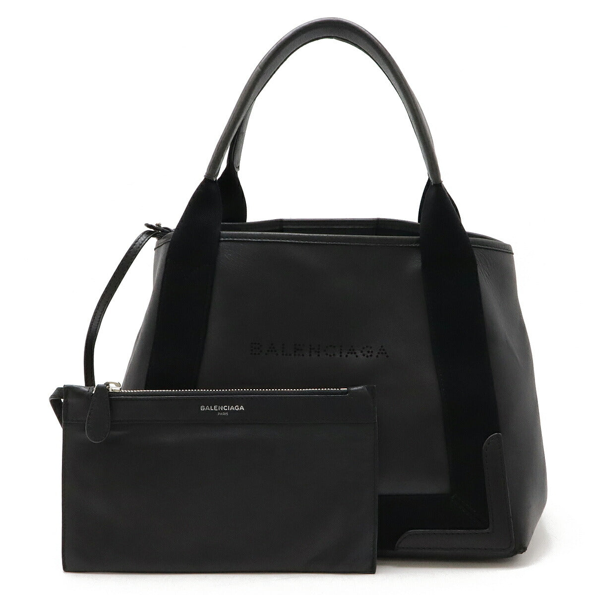 Balenciaga Navy Cabas S Leather Tote Bag Black