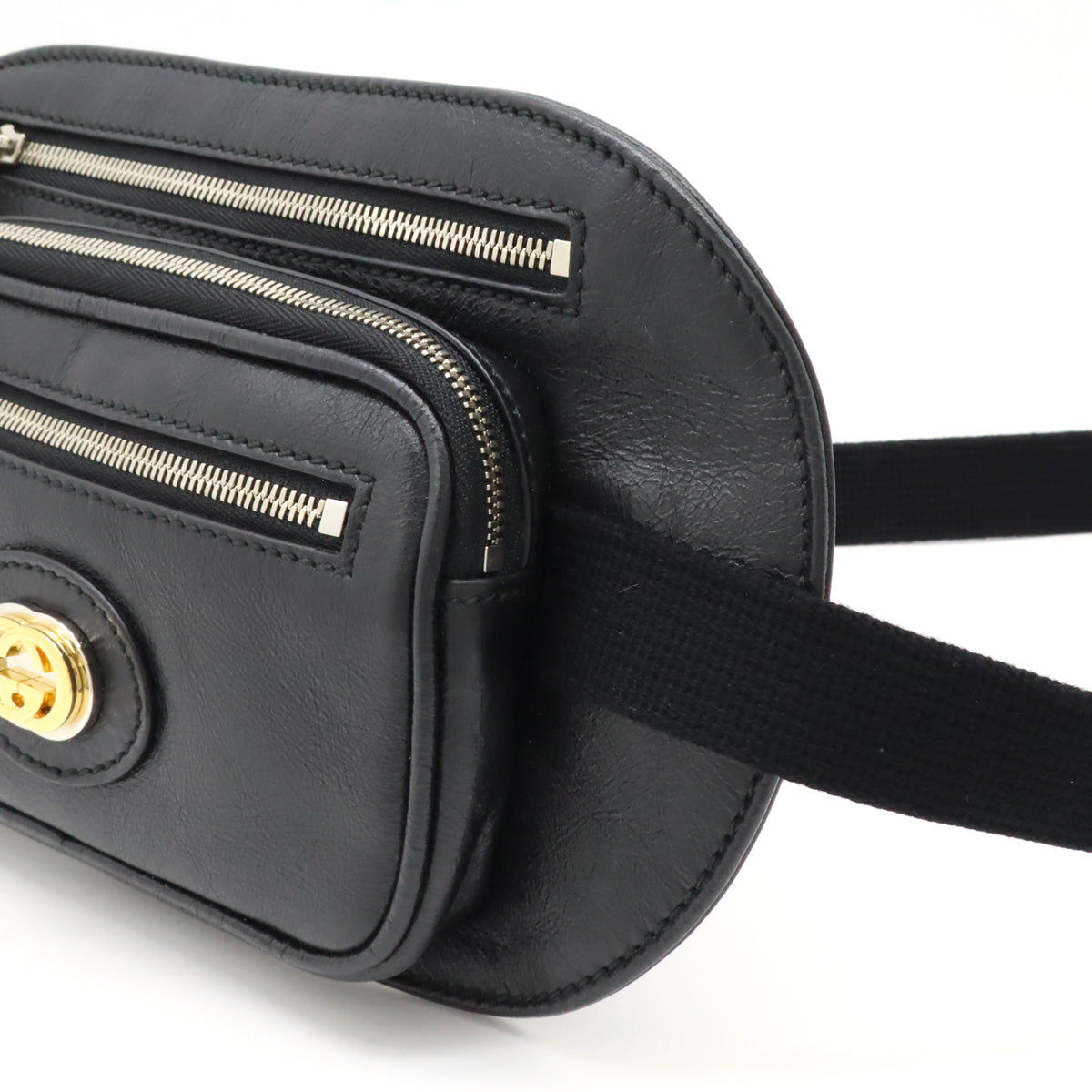 Gucci Leather Interlocking G Waist Bag 575857 in Great Condition