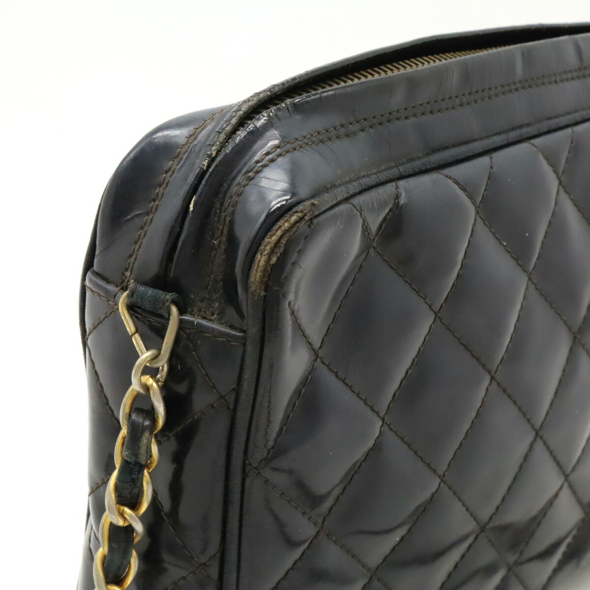 Chanel Patent Leather Matelasse Chain Shoulder Bag