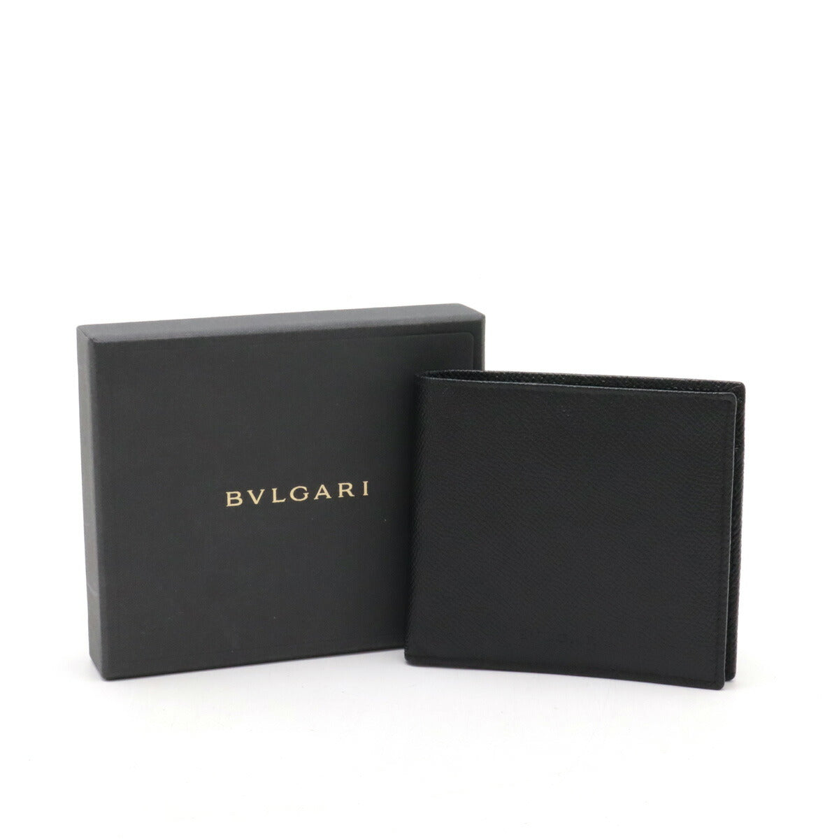 Bvlgari Grain Leather Bifold Wallet Black