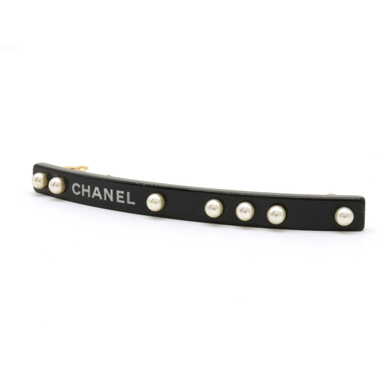 Chanel Logo Hair Clip with Faux Pearl