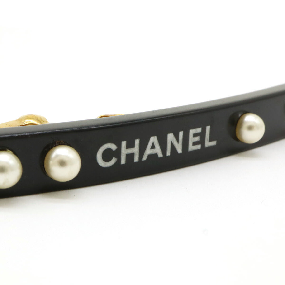 Chanel Logo Hair Clip with Faux Pearl