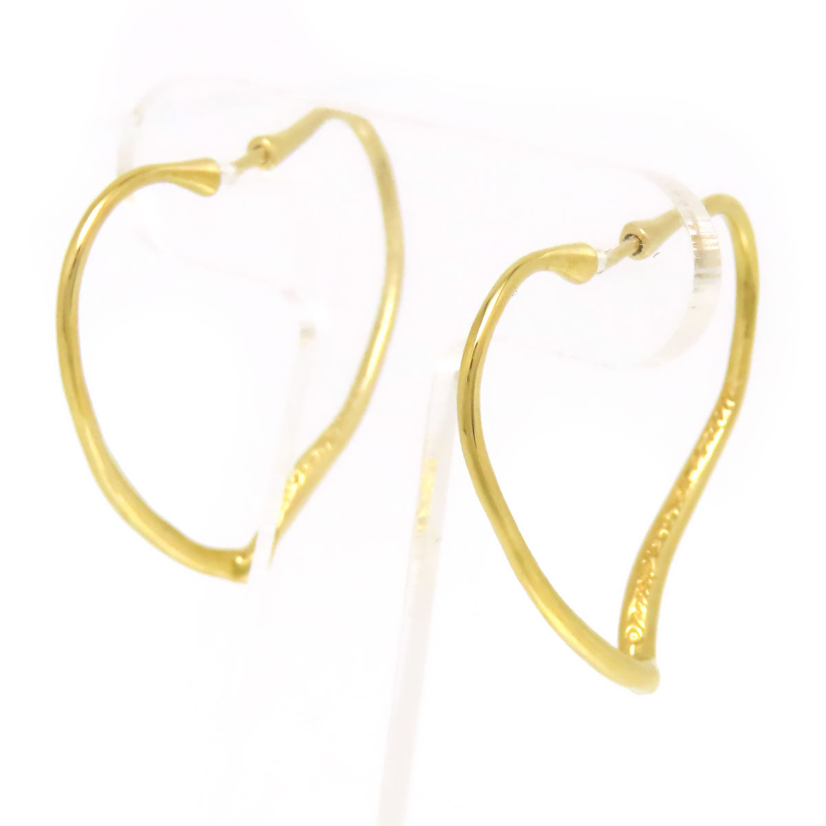 Tiffany & Co 18K Open Heart Hoop Earrings